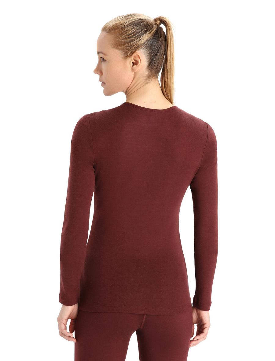 Espresso Icebreaker Merino 175 Everyday Long Sleeve Crewe Thermal Top Women's One Piece & Sets | AU 1779TCEV